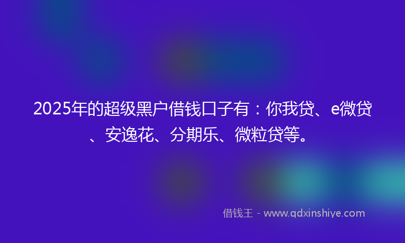 2025年的超级黑户借钱口子有：你我贷、e微贷、安逸花、分期乐、微粒贷等。
