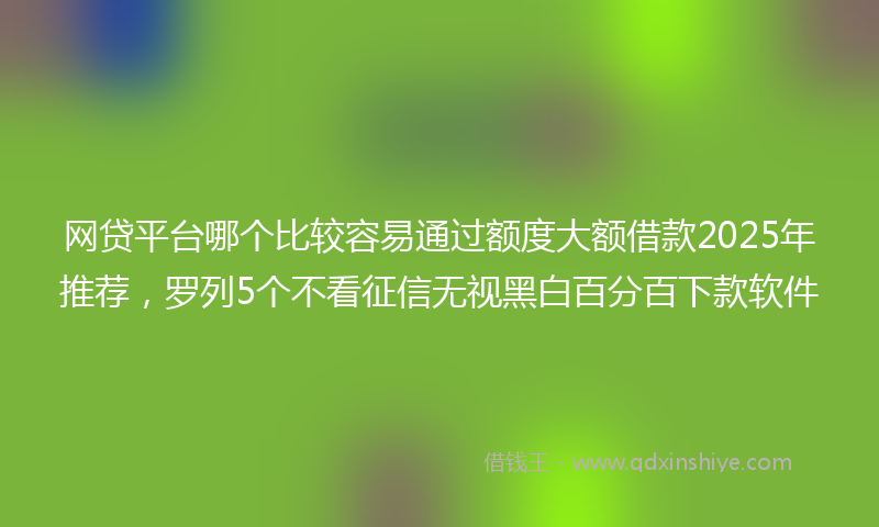 网贷平台哪个比较容易通过额度大额借款2025年推荐，罗列5个不看征信无视黑白百分百下款软件