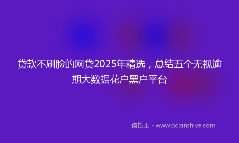 贷款不刷脸的网贷2025年精选，总结五个无视逾期大数据花户黑户平台