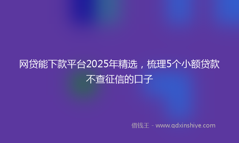 网贷能下款平台2025年精选，梳理5个小额贷款不查征信的口子