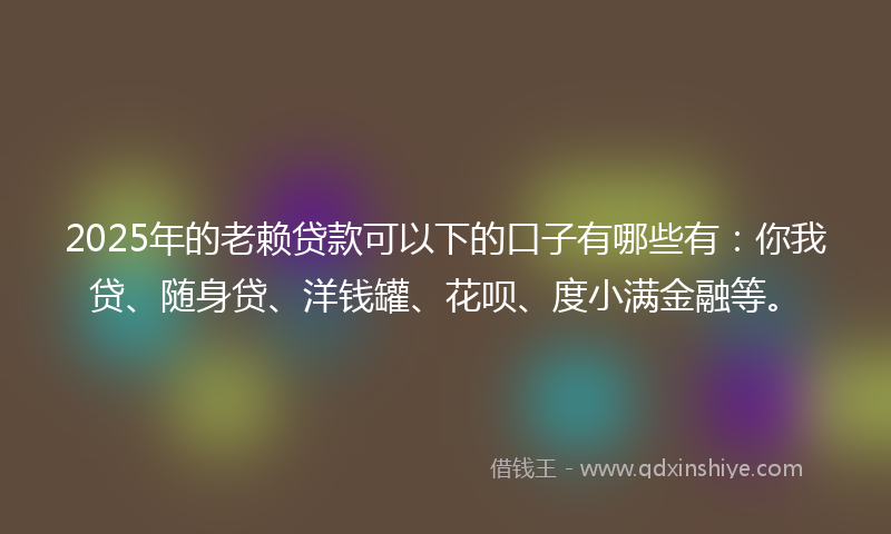 2025年的老赖贷款可以下的口子有哪些有：你我贷、随身贷、洋钱罐、花呗、度小满金融等。