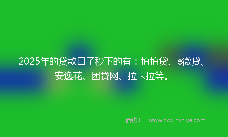 2025年的贷款口子秒下的有：拍拍贷、e微贷、安逸花、团贷网、拉卡拉等。