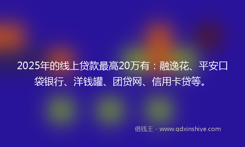 2025年的线上贷款最高20万有：融逸花、平安口袋银行、洋钱罐、团贷网、信用卡贷等。