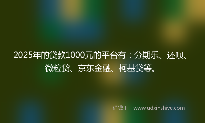 2025年的贷款1000元的平台有：分期乐、还呗、微粒贷、京东金融、柯基贷等。