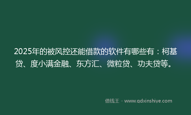 2025年的被风控还能借款的软件有哪些有：柯基贷、度小满金融、东方汇、微粒贷、功夫贷等。