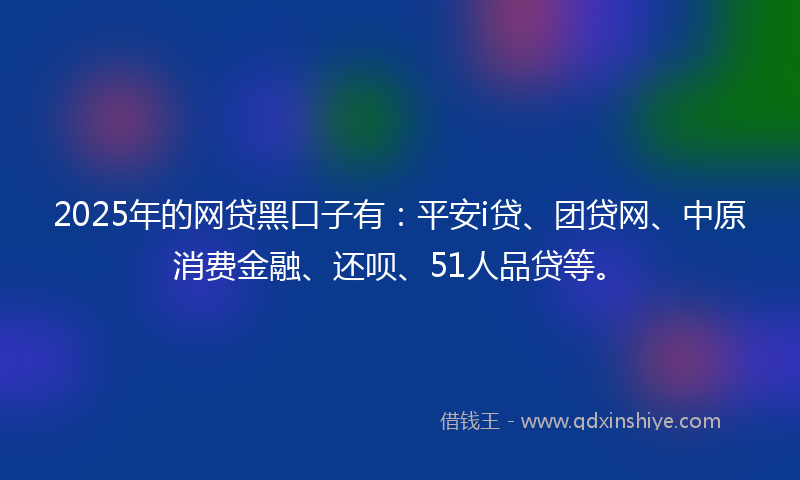 2025年的网贷黑口子有：平安i贷、团贷网、中原消费金融、还呗、51人品贷等。