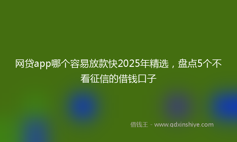 网贷app哪个容易放款快2025年精选，盘点5个不看征信的借钱口子