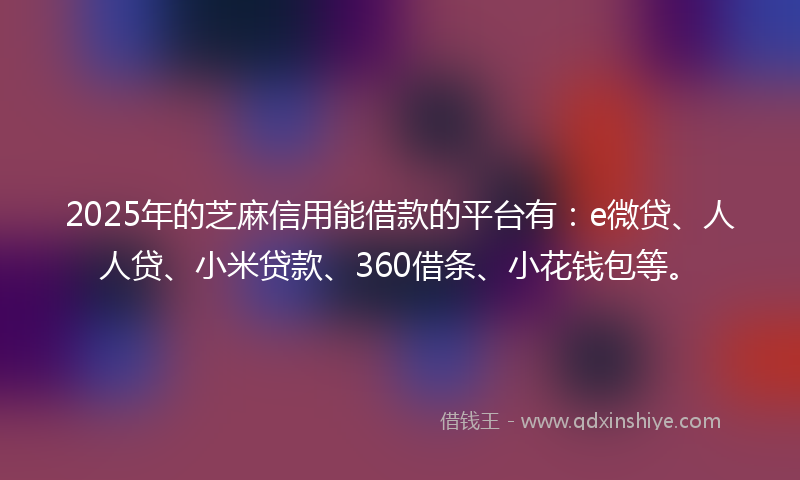2025年的芝麻信用能借款的平台有：e微贷、人人贷、小米贷款、360借条、小花钱包等。
