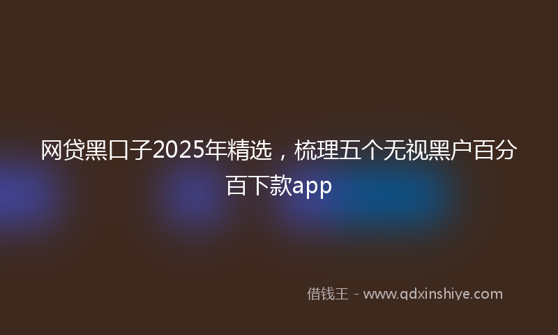 网贷黑口子2025年精选，梳理五个无视黑户百分百下款app
