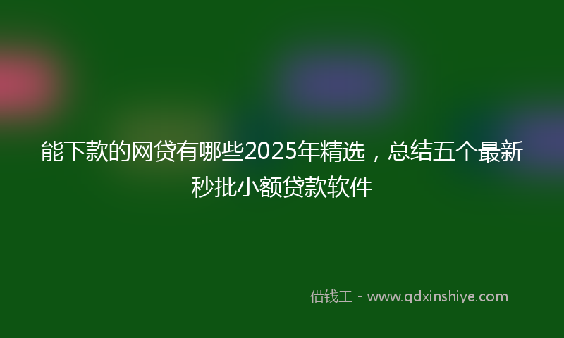 能下款的网贷有哪些2025年精选，总结五个最新秒批小额贷款软件