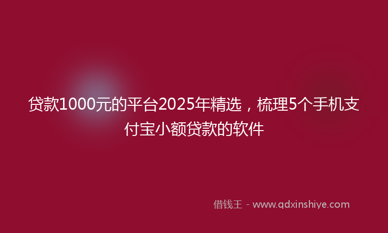 贷款1000元的平台2025年精选，梳理5个手机支付宝小额贷款的软件