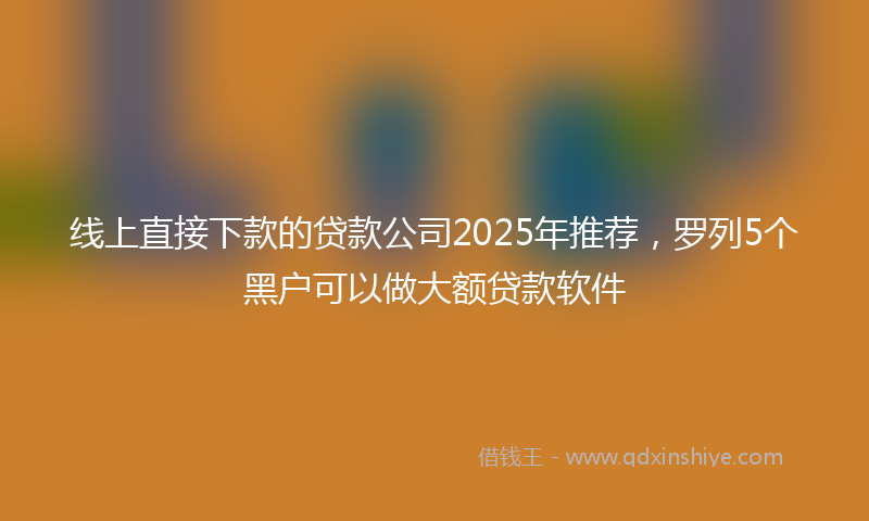 线上直接下款的贷款公司2025年推荐，罗列5个黑户可以做大额贷款软件