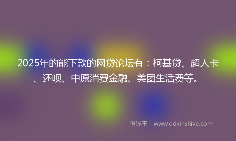 2025年的能下款的网贷论坛有：柯基贷、超人卡、还呗、中原消费金融、美团生活费等。