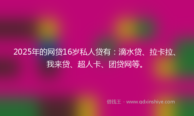2025年的网贷16岁私人贷有：滴水贷、拉卡拉、我来贷、超人卡、团贷网等。