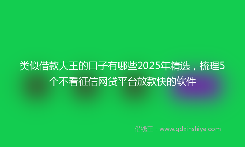 类似借款大王的口子有哪些2025年精选，梳理5个不看征信网贷平台放款快的软件