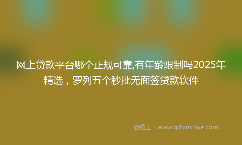 网上贷款平台哪个正规可靠,有年龄限制吗2025年精选，罗列五个秒批无面签贷款软件