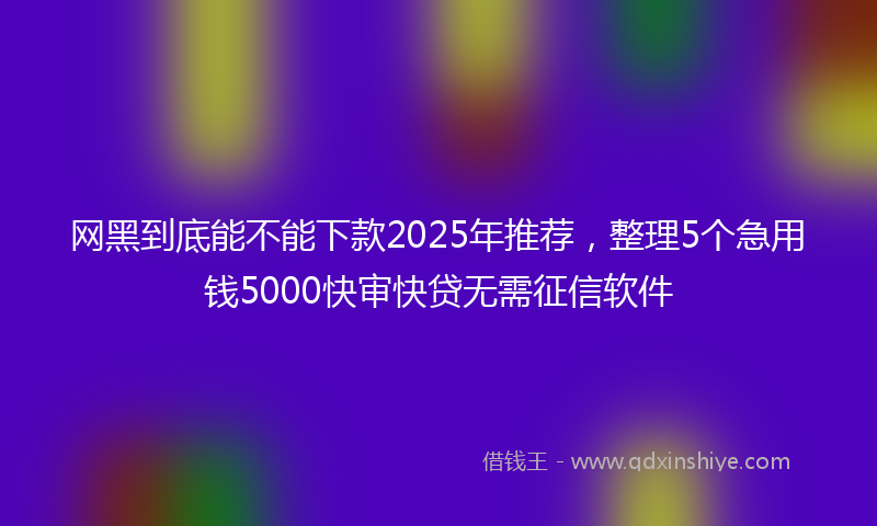 网黑到底能不能下款2025年推荐，整理5个急用钱5000快审快贷无需征信软件