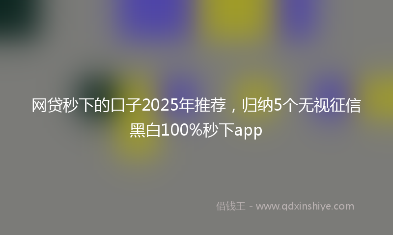 网贷秒下的口子2025年推荐，归纳5个无视征信黑白100%秒下app