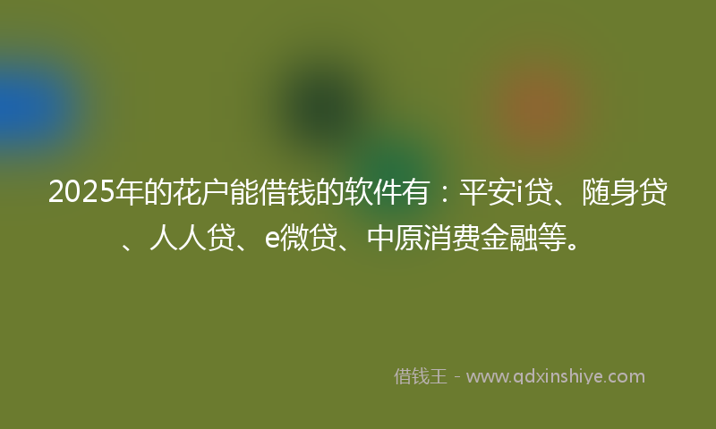 2025年的花户能借钱的软件有：平安i贷、随身贷、人人贷、e微贷、中原消费金融等。