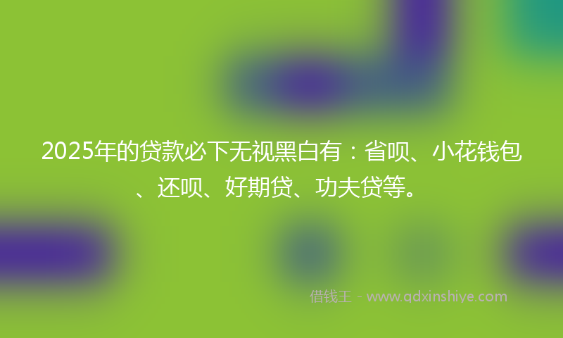 2025年的贷款必下无视黑白有：省呗、小花钱包、还呗、好期贷、功夫贷等。