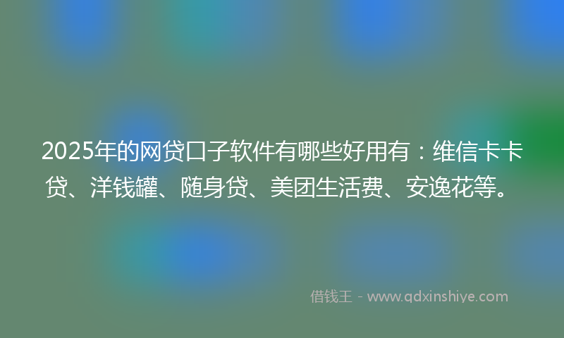 2025年的网贷口子软件有哪些好用有：维信卡卡贷、洋钱罐、随身贷、美团生活费、安逸花等。