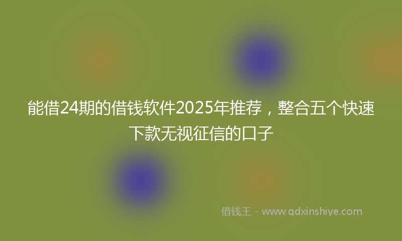 能借24期的借钱软件2025年推荐，整合五个快速下款无视征信的口子