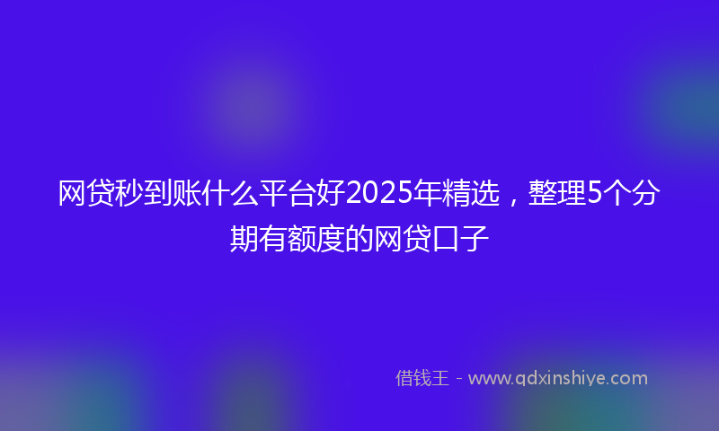 网贷秒到账什么平台好2025年精选，整理5个分期有额度的网贷口子