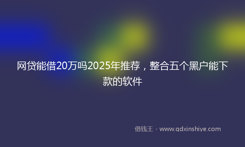 网贷能借20万吗2025年推荐，整合五个黑户能下款的软件