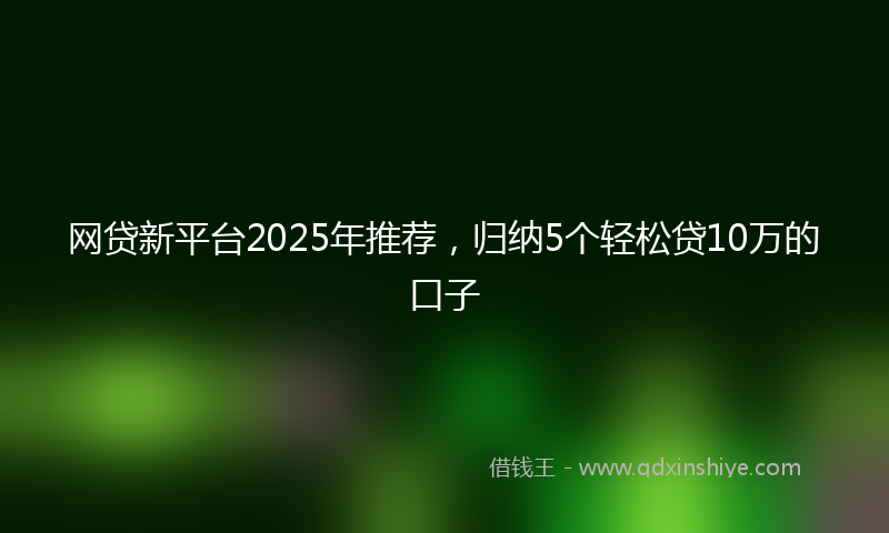 网贷新平台2025年推荐，归纳5个轻松贷10万的口子