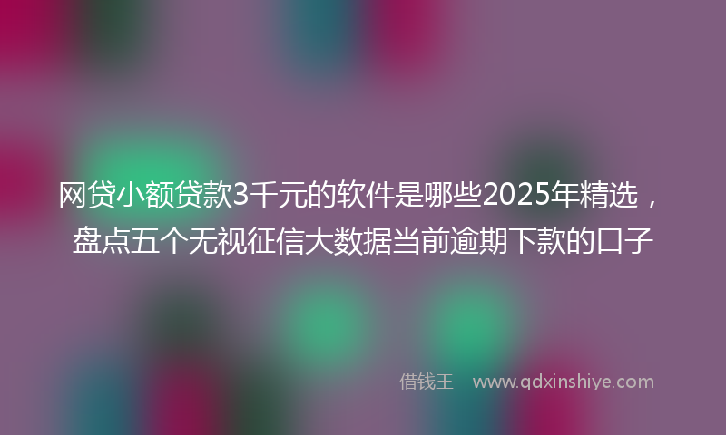 网贷小额贷款3千元的软件是哪些2025年精选，盘点五个无视征信大数据当前逾期下款的口子