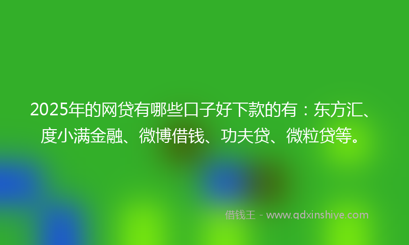 2025年的网贷有哪些口子好下款的有：东方汇、度小满金融、微博借钱、功夫贷、微粒贷等。