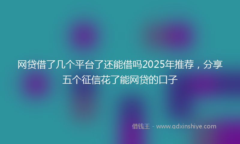 网贷借了几个平台了还能借吗2025年推荐，分享五个征信花了能网贷的口子