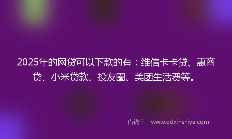 2025年的网贷可以下款的有：维信卡卡贷、惠商贷、小米贷款、投友圈、美团生活费等。