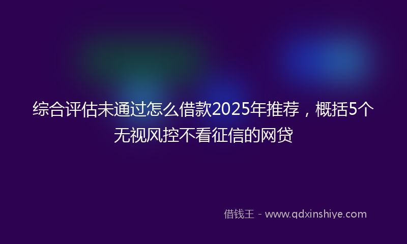 综合评估未通过怎么借款2025年推荐，概括5个无视风控不看征信的网贷