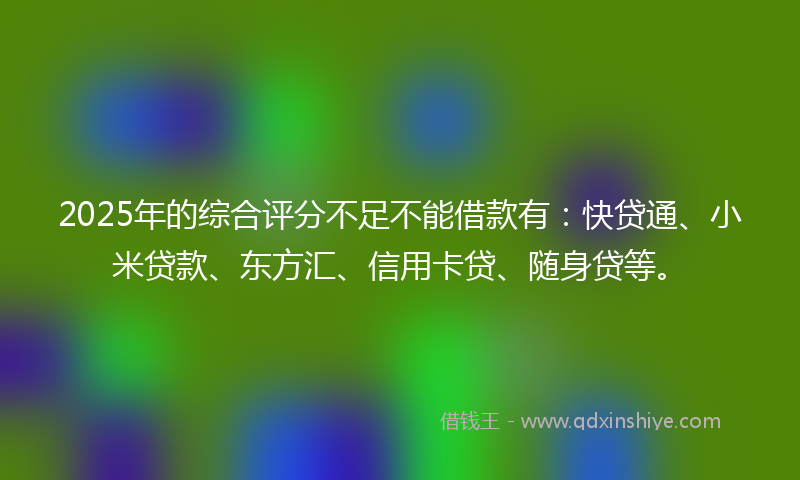 2025年的综合评分不足不能借款有：快贷通、小米贷款、东方汇、信用卡贷、随身贷等。