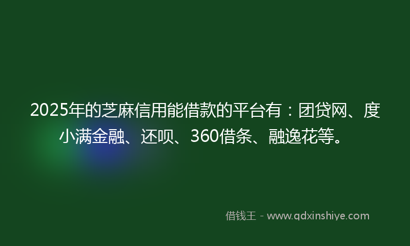 2025年的芝麻信用能借款的平台有：团贷网、度小满金融、还呗、360借条、融逸花等。