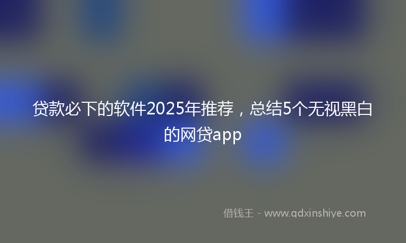 贷款必下的软件2025年推荐，总结5个无视黑白的网贷app