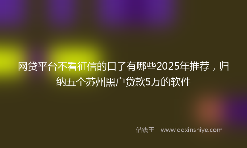 网贷平台不看征信的口子有哪些2025年推荐，归纳五个苏州黑户贷款5万的软件