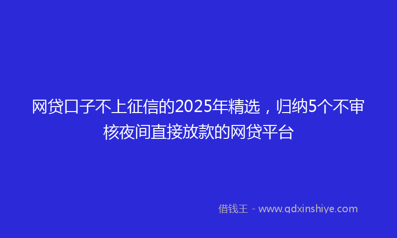 网贷口子不上征信的2025年精选，归纳5个不审核夜间直接放款的网贷平台