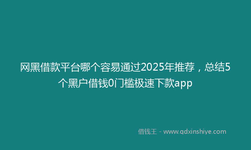 网黑借款平台哪个容易通过2025年推荐，总结5个黑户借钱0门槛极速下款app