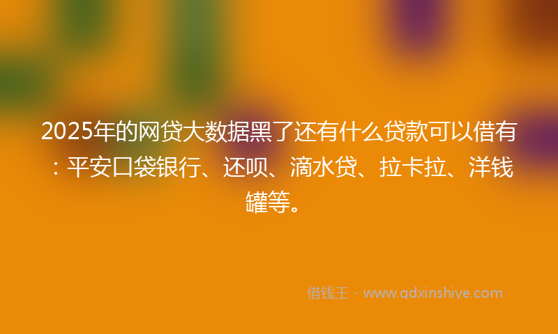 2025年的网贷大数据黑了还有什么贷款可以借有：平安口袋银行、还呗、滴水贷、拉卡拉、洋钱罐等。
