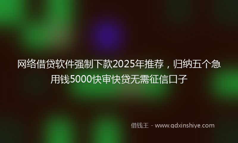 网络借贷软件强制下款2025年推荐，归纳五个急用钱5000快审快贷无需征信口子