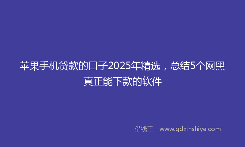 苹果手机贷款的口子2025年精选，总结5个网黑真正能下款的软件