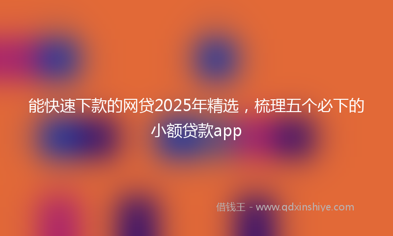 能快速下款的网贷2025年精选，梳理五个必下的小额贷款app