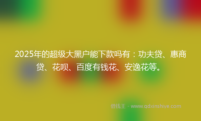 2025年的超级大黑户能下款吗有：功夫贷、惠商贷、花呗、百度有钱花、安逸花等。