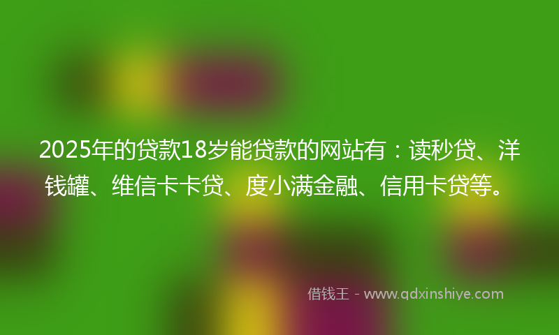 2025年的贷款18岁能贷款的网站有：读秒贷、洋钱罐、维信卡卡贷、度小满金融、信用卡贷等。