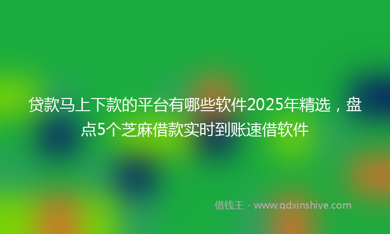 贷款马上下款的平台有哪些软件2025年精选，盘点5个芝麻借款实时到账速借软件