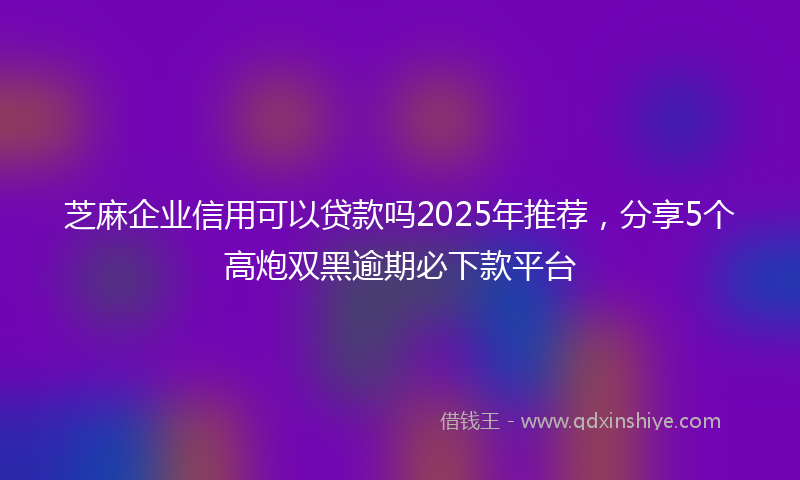芝麻企业信用可以贷款吗2025年推荐，分享5个高炮双黑逾期必下款平台