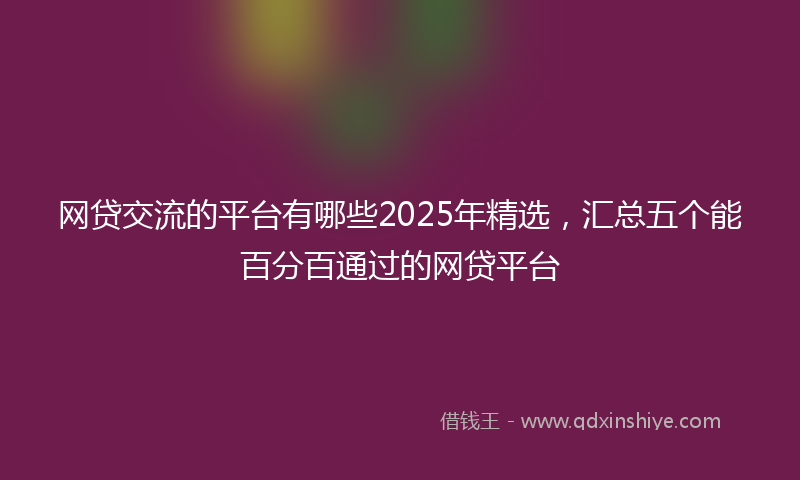 网贷交流的平台有哪些2025年精选，汇总五个能百分百通过的网贷平台