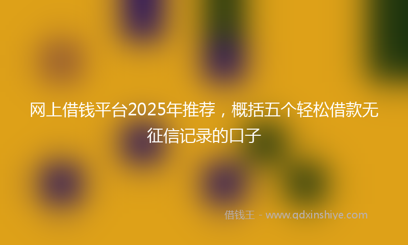 网上借钱平台2025年推荐，概括五个轻松借款无征信记录的口子
